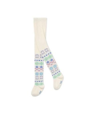 Deux par Deux Little and Big Girl 5-12 Tights Beige and Multicolored