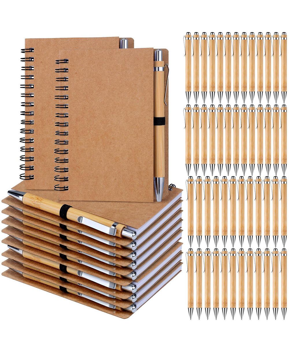 DANRONG 50 Set Bulk Lined Spiral Notebooks and Pens Employee Appreciation Gifts