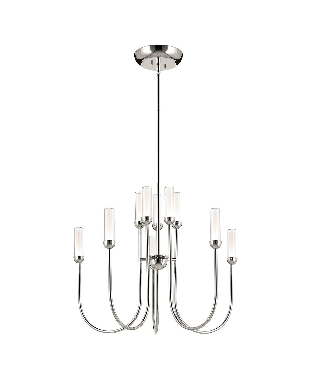 Kichler люстра Moraine 30 дюймов, LED, 10 ламп, 2-ярусная, полированный никель