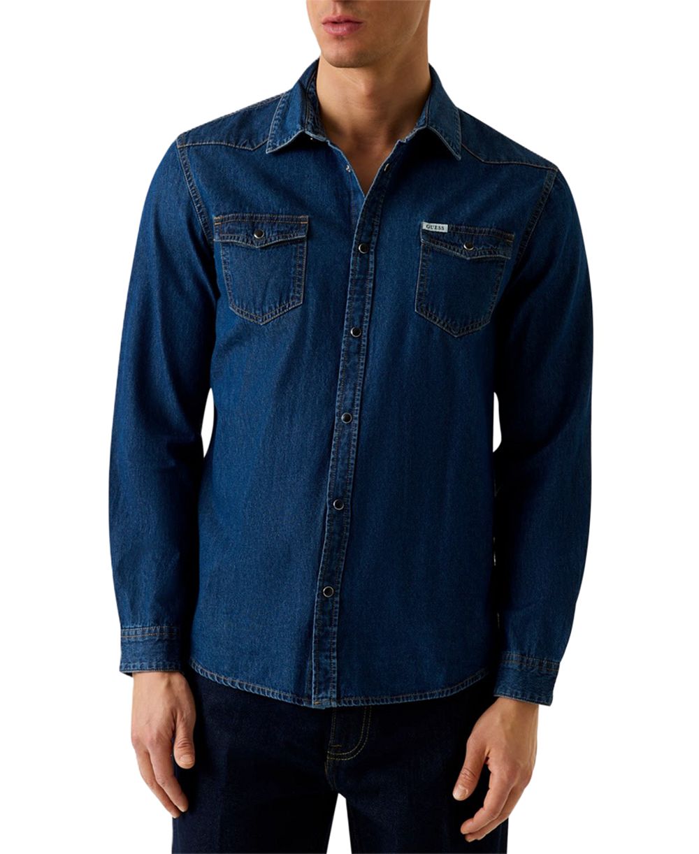 Мужская джинсовая рубашка GUESS Men's Truckee Western с длинным рукавом
