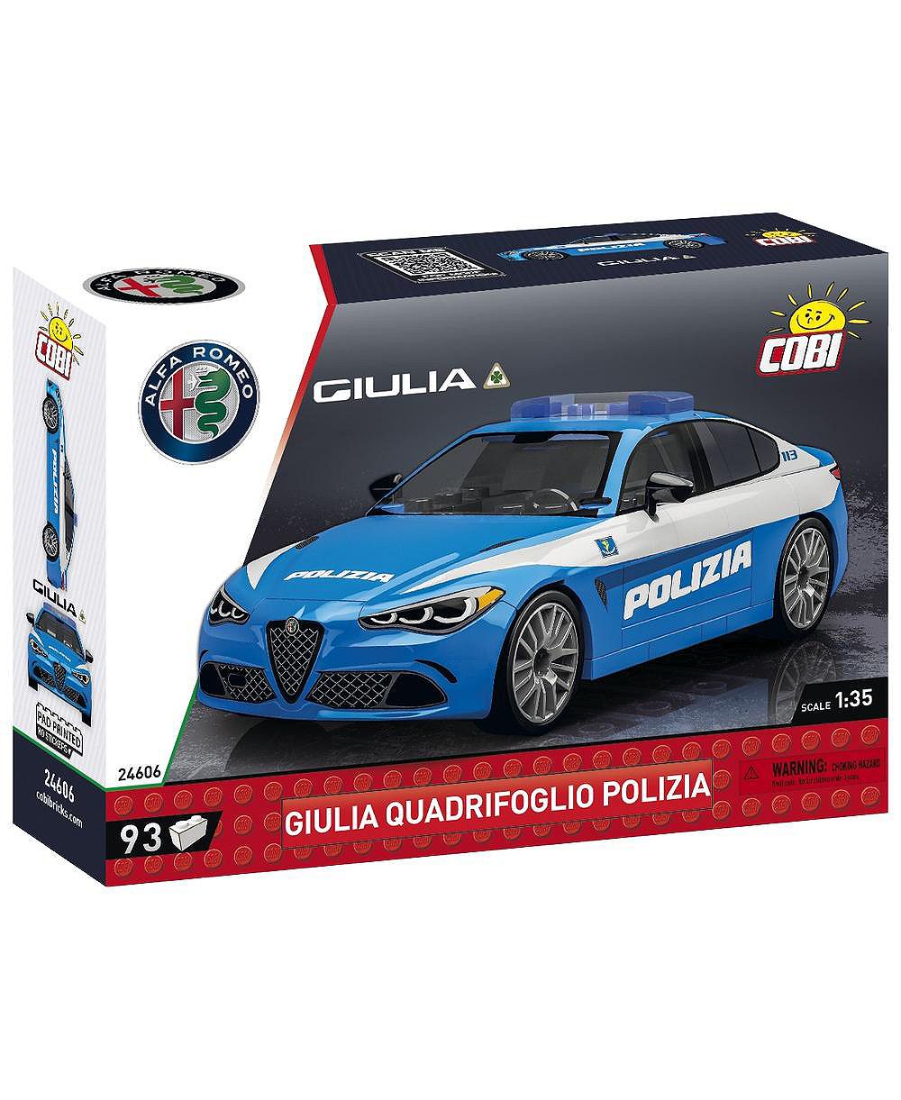 Конструктор COBI Alfa Romeo Giulia Quadrifoglio Polizia, 93 детали, возраст 6+