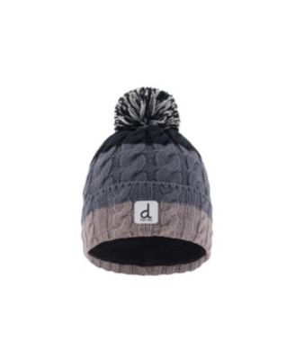 Deux par Deux Little and Big Boy Cable-Knit Pompom Fleece-Lined Beanie