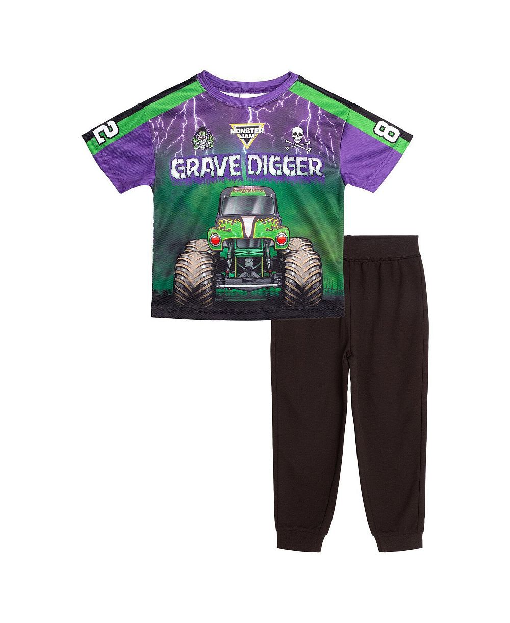 Monster Jam детский комплект из футболки и джоггеров с принтом Grave Digger, размеры 4-20