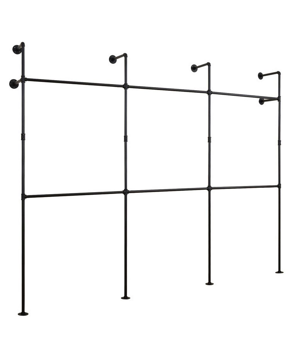 SUGIFT Wall Mounted Pipe Clothing Rack with 6 Hanging Rods