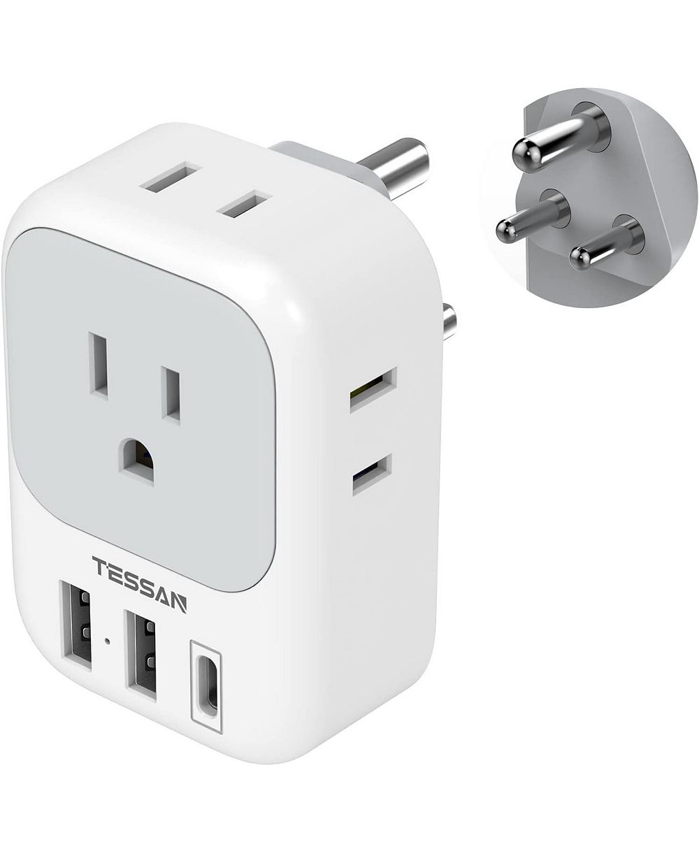 Путевая розетка TESSAN Type D с 4 выходами и 3 USB-портами