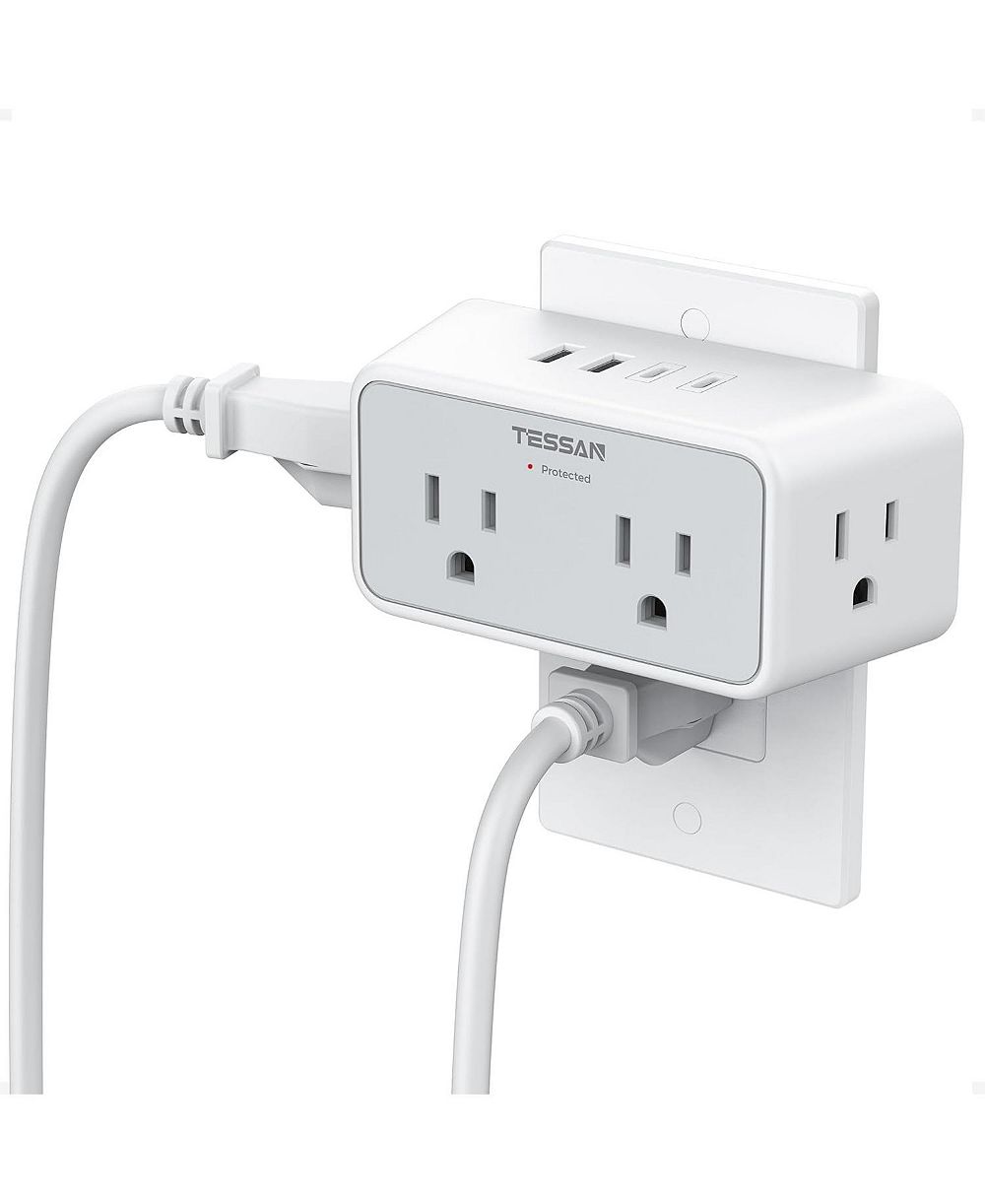 TESSAN 4 AC Outlets and 4 USB Ports with USB-C Outlet Extender for Compatible Devices