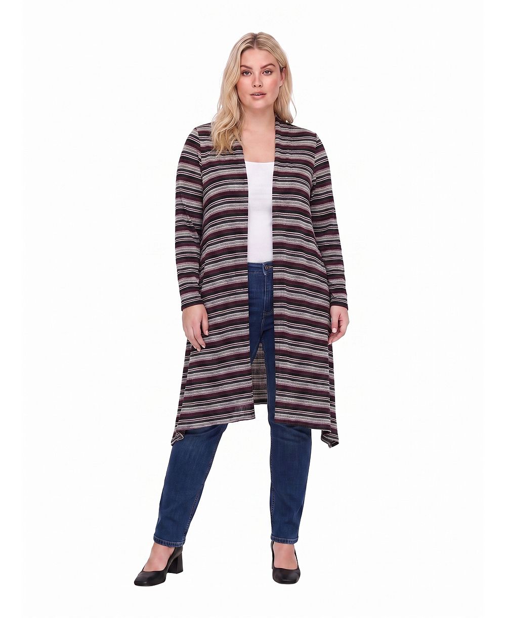 24seven Comfort Apparel удлиненная асимметричная кардиган с полосками из легкой ткани большого размера