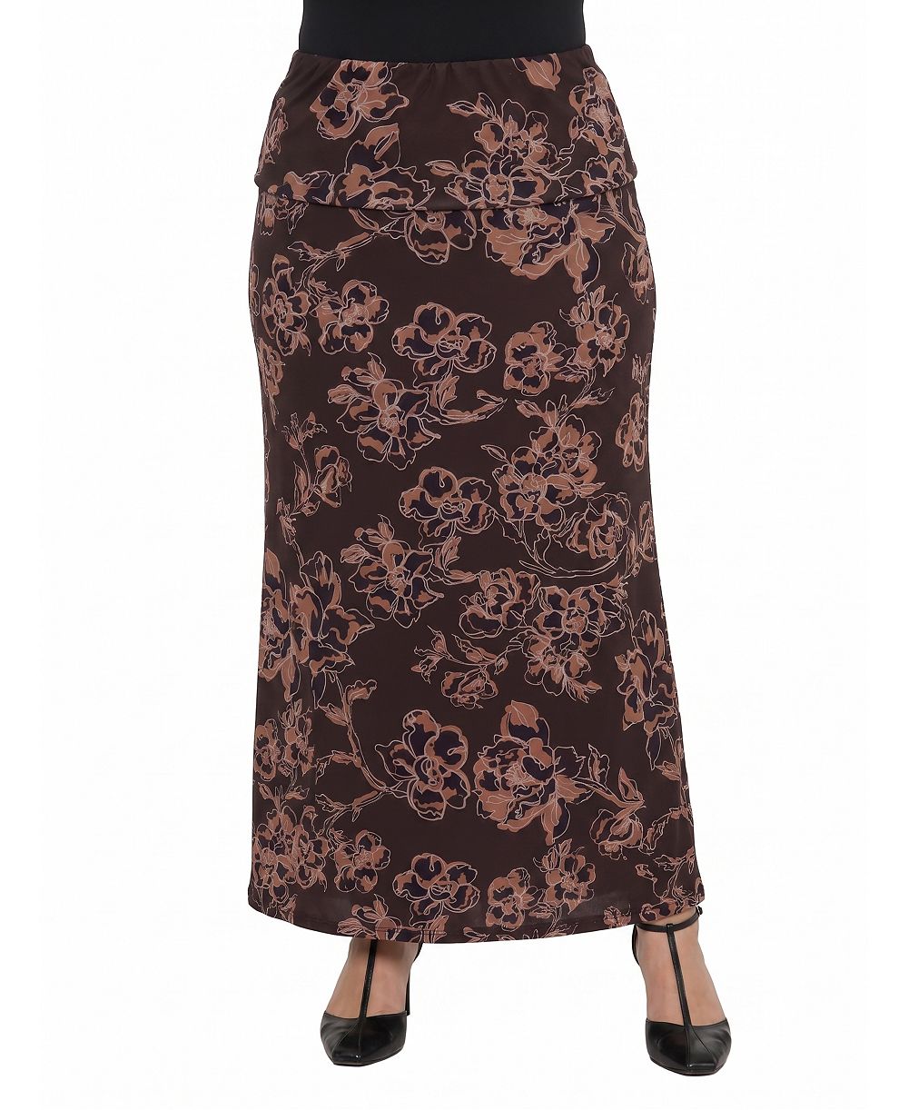 24seven Comfort Apparel Plus Size High-Waisted Maxi A-Line Skirt