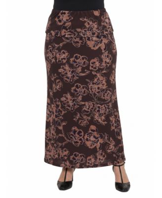 24seven Comfort Apparel Plus Size High-Waisted Maxi A-Line Skirt