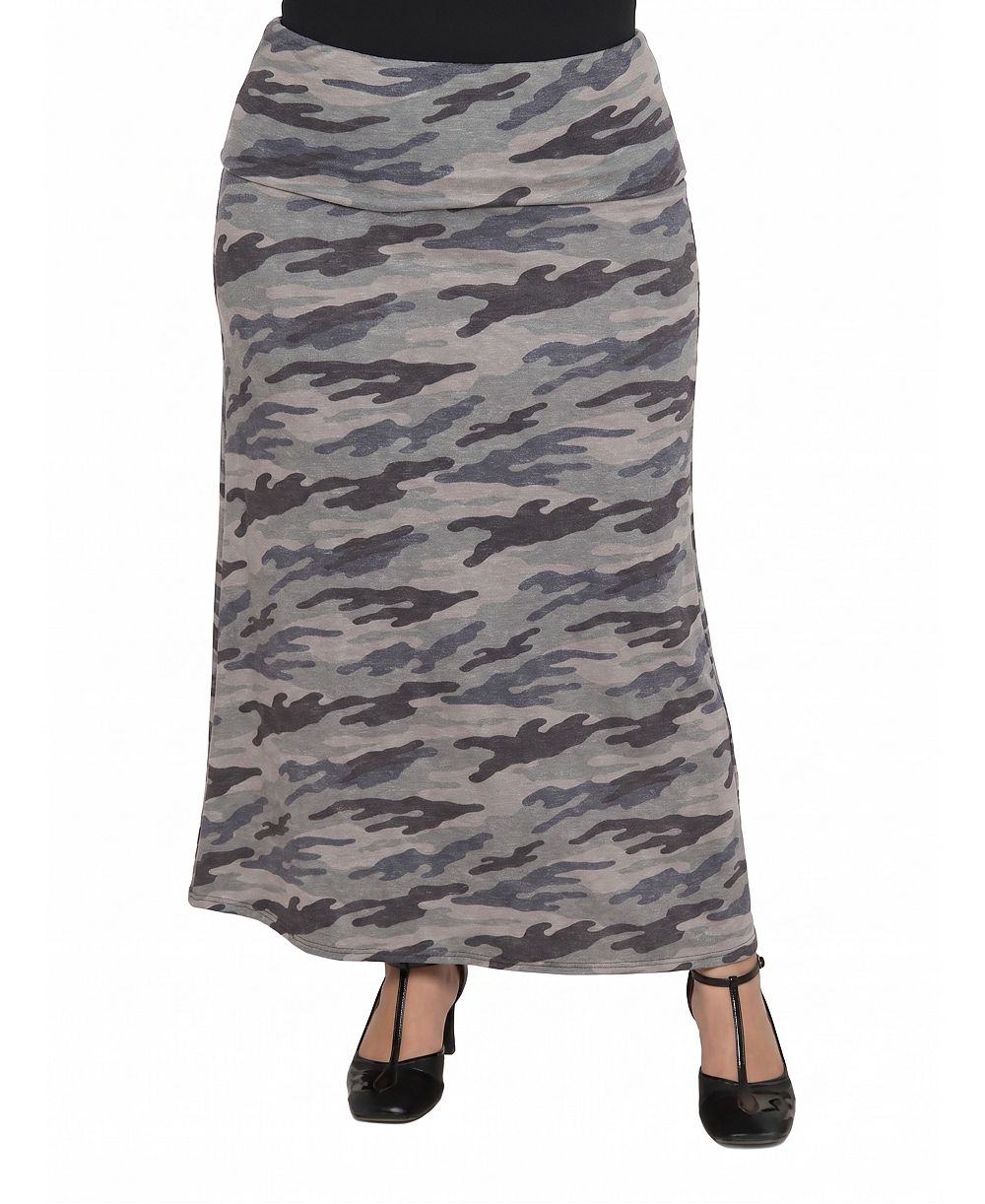 24seven Comfort Apparel Plus Size A-Line Maxi Elastic-Waist Skirt