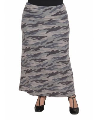 24seven Comfort Apparel Plus Size A-Line Maxi Elastic-Waist Skirt