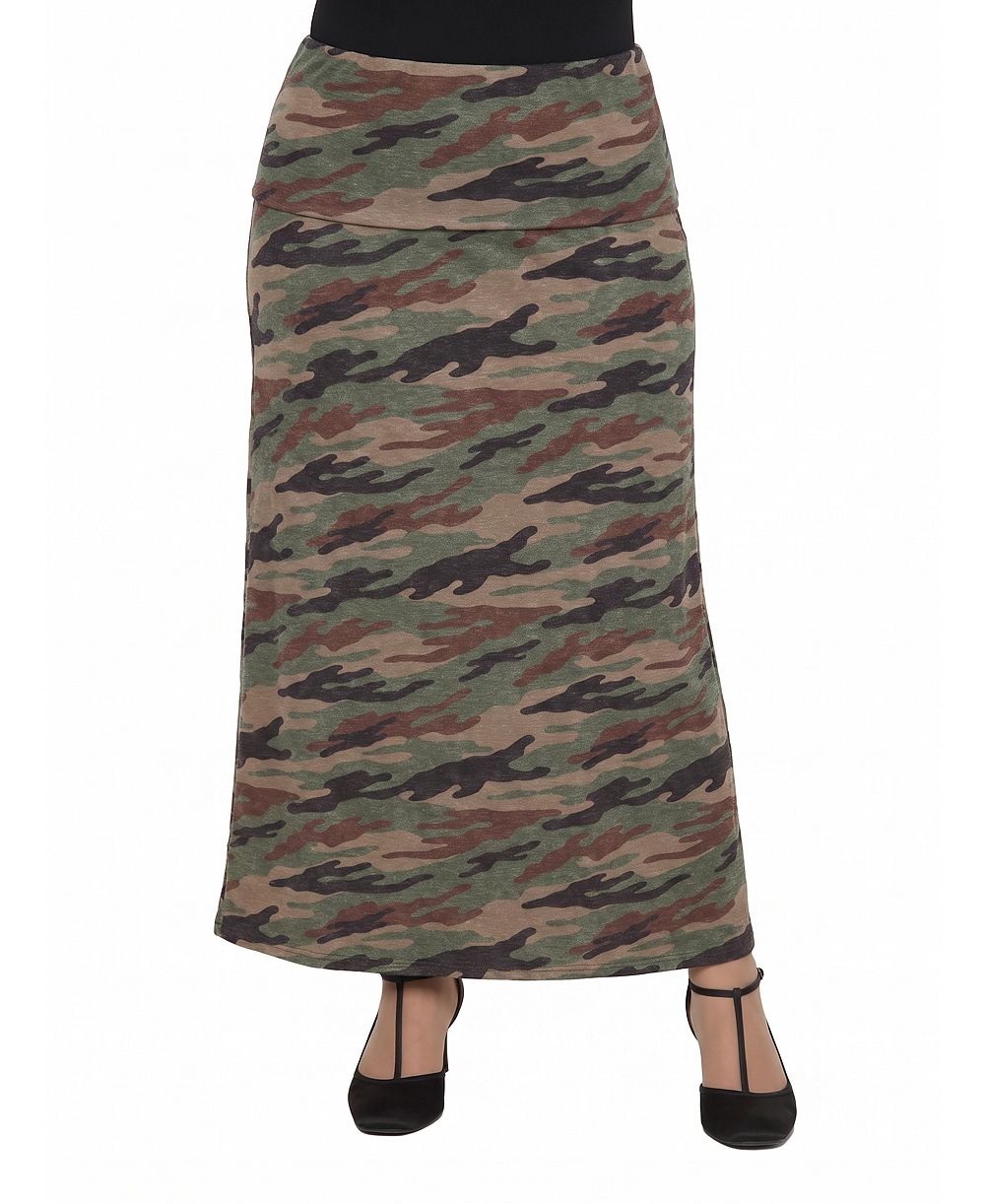 24seven Comfort Apparel Plus Size Comfy High-Waisted Maxi Skirt