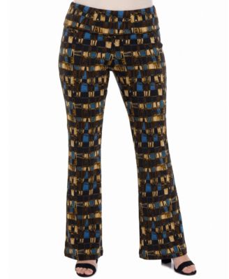 24seven Comfort Apparel Plus Size Comfy Fit Flared Pull-On Wide-Leg Pants