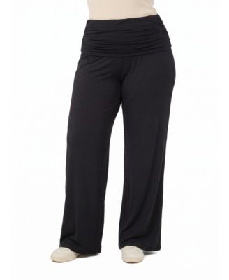 24seven Comfort Apparel Plus Size Comfy Fit Wide-Leg Pull-On Pants