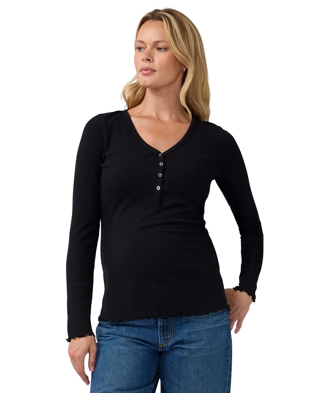 Ingrid + Isabel Women's Ingrid + Isabel Long Sleeve Rib Nursing Henley