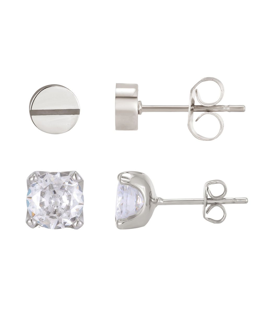 ADORNIA Men's Silver-Tone Stud Earrings