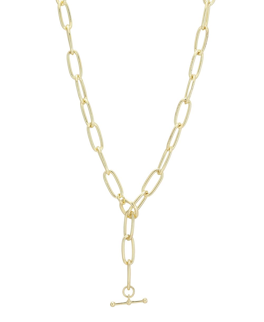 ADORNIA Gold-Tone Paperclip Chain Toggle Clasp Lariat Necklace