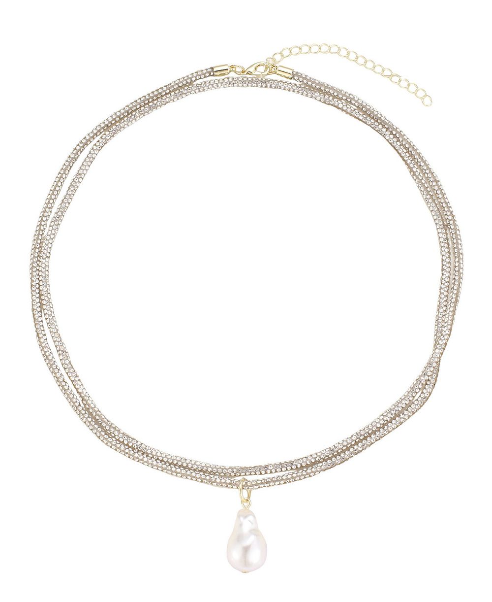 ADORNIA Adjustable Faux Pearl Rope Pendant Necklace