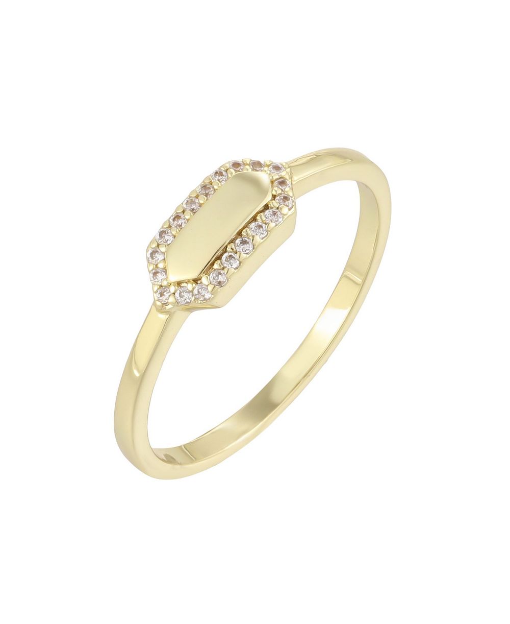 ADORNIA шестигранное кольцо, позолоченное под 14k, с кубическим цирконием