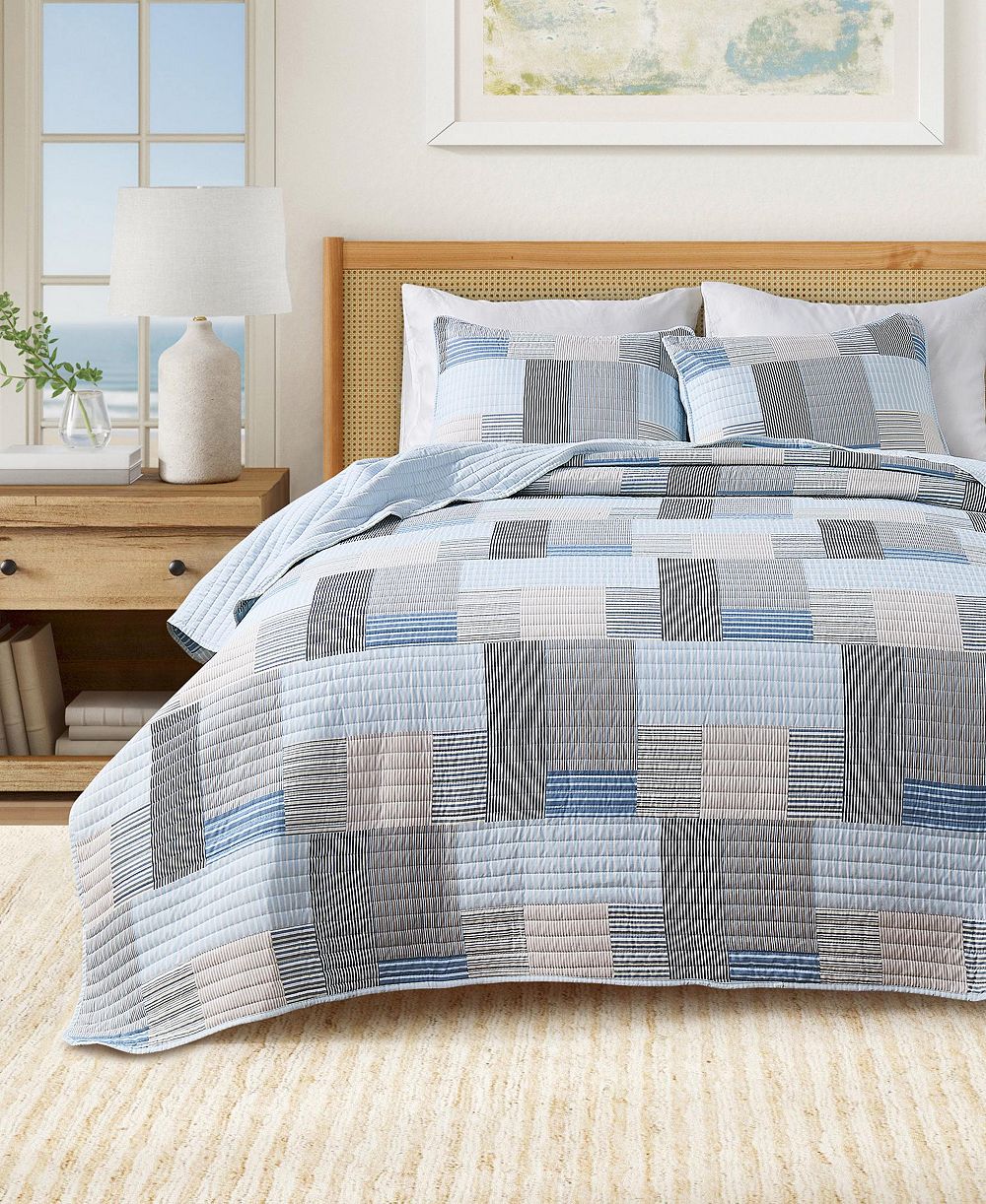 Linery & Co Stripe Patchwork Quilt Set with Shams