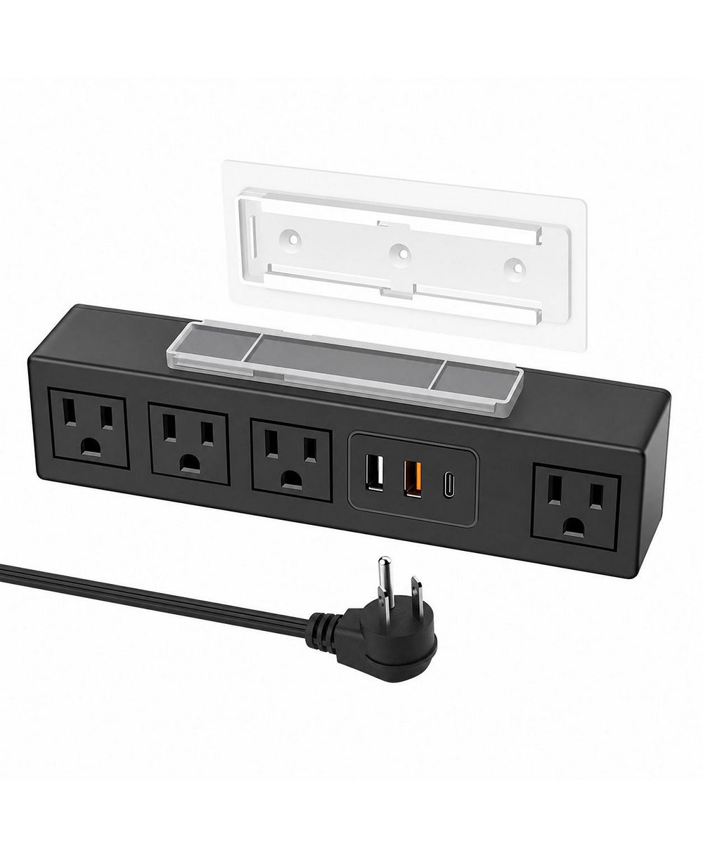 Lofree Under-Desk Mount Surge Protector Power Strip with USB-C and USB-A Ports, Compatible with USB Devices