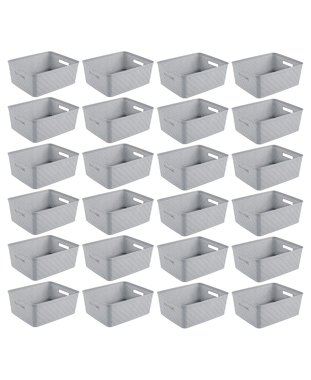 Sterilite 14'' x 11.5'' x 5'' Woven Rectangular Short Basket Organizer (24 Pack)