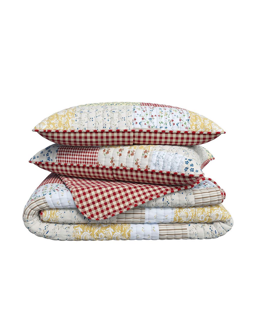 Linery & Co Cottage Floral Patchwork Microfiber Quilt Set With Shams