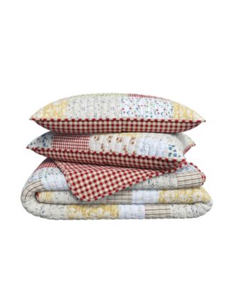 Linery & Co Cottage Floral Patchwork Microfiber Quilt Set With Shams