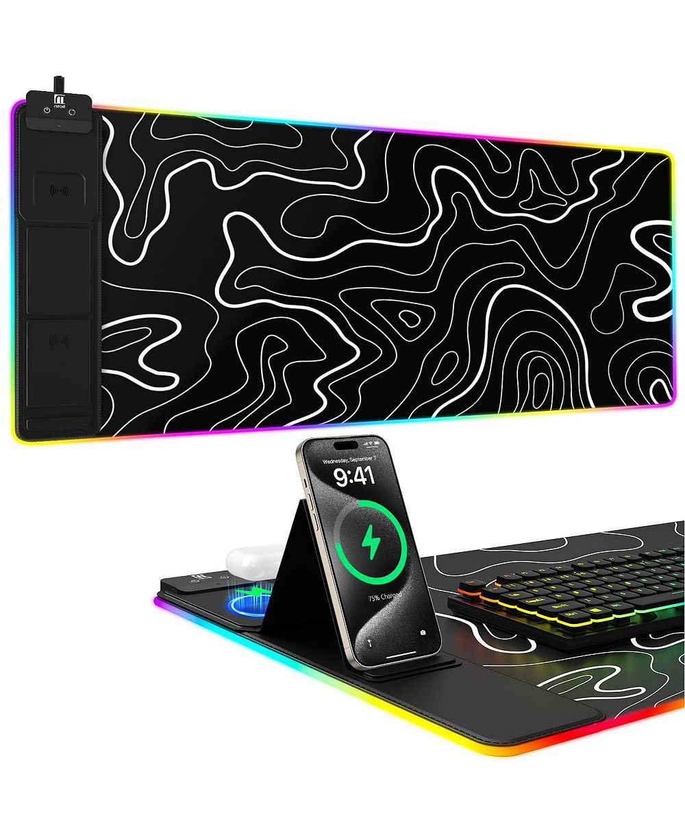 Lofree Large RGB Gaming Mouse Pad with 10 Lighting Modes and Wireless Charging for PC and Mac