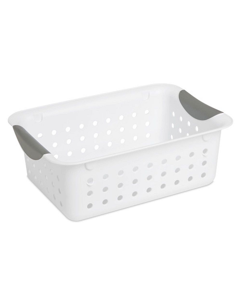 Sterilite 16228012 Small Ultra Plastic Storage Organizer Basket, White (24 Pack)