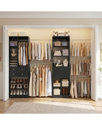 Aheaplus Walk-in Closet Organizer Set with 4-Drawers and Shelves, Up to 10.7 FT Closet System