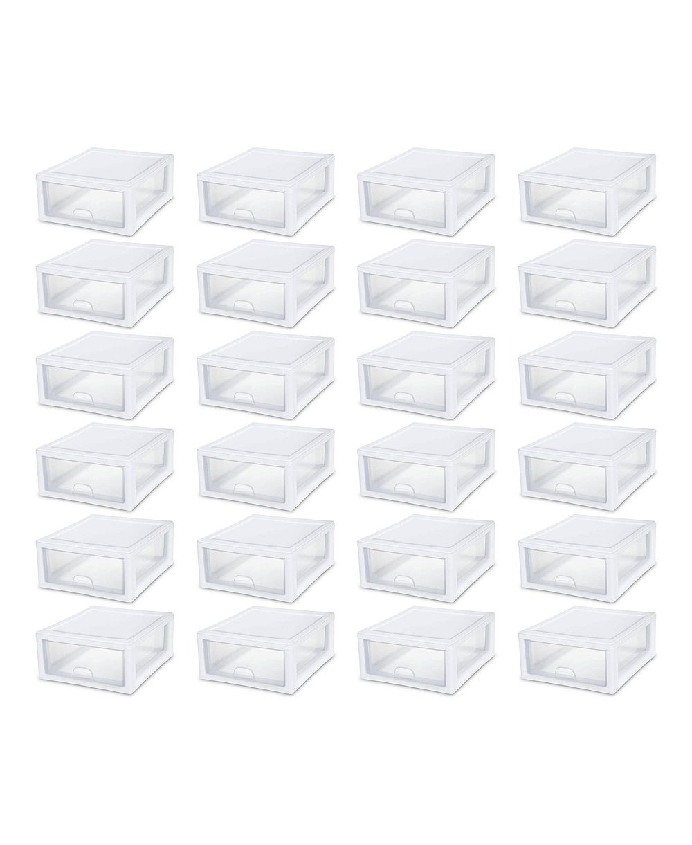 Sterilite 16 Quart Clear Plastic Stacking Storage Drawer Container Box, 24 Pack