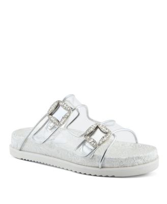 Azura Women's Slidemein Lucite Flatform with Buckle Closure