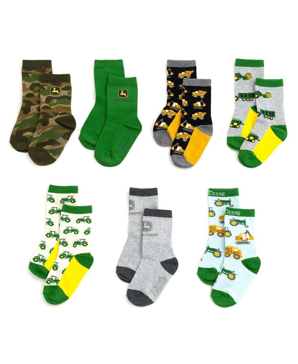 John Deere Baby Boys' Non-Slip Grip 7-Pack Crew Socks