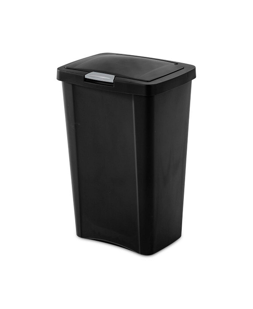 Sterilite 13 Gallon TouchTop Wastebasket with Titanium Latch, Black (12 Pack)