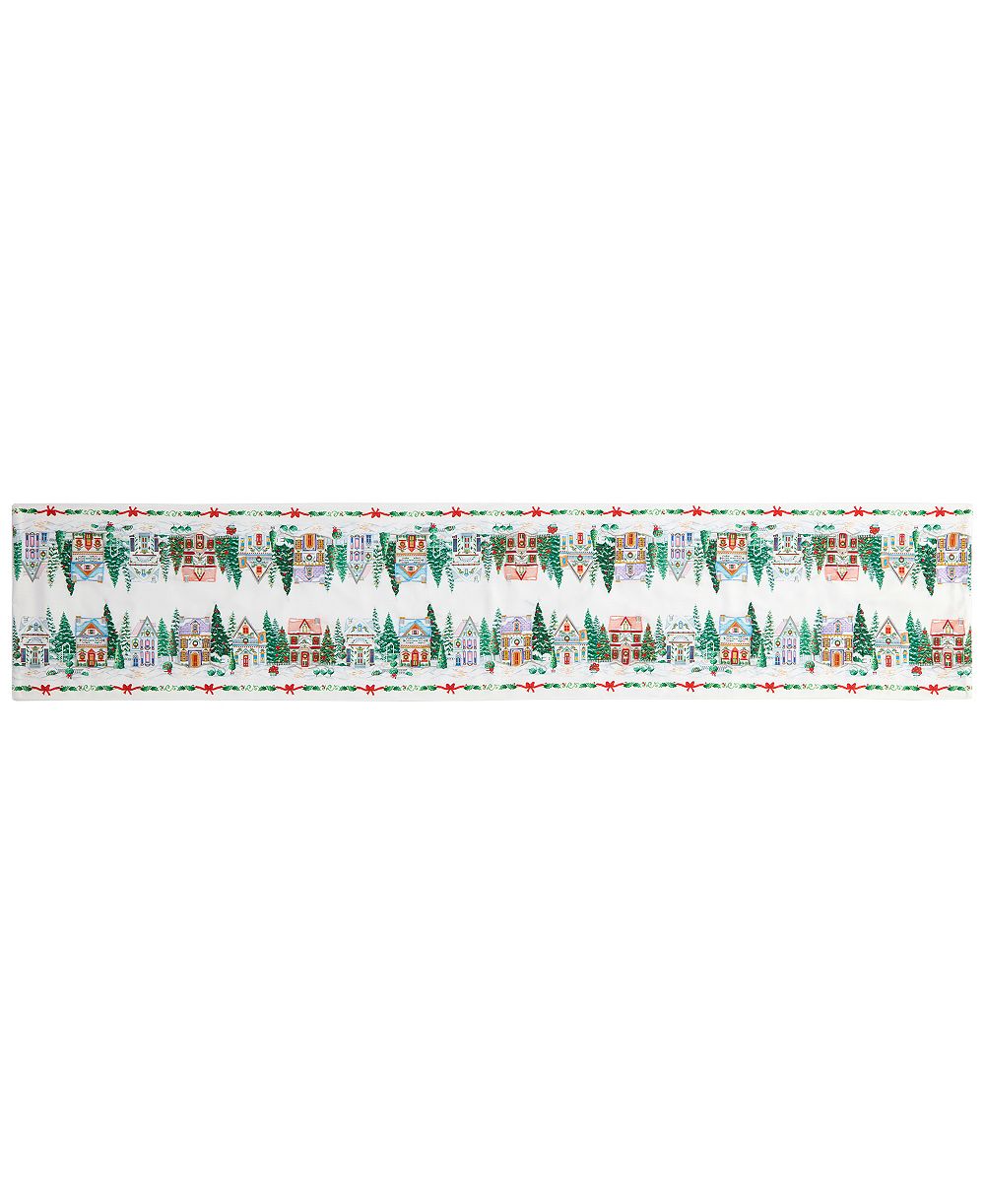 Lenox рождественская вышитая скатерть Spice Village, 14" x 70"