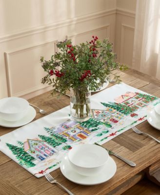 Lenox Spice Village Christmas Embroidered Centerpiece, 14" x 36"