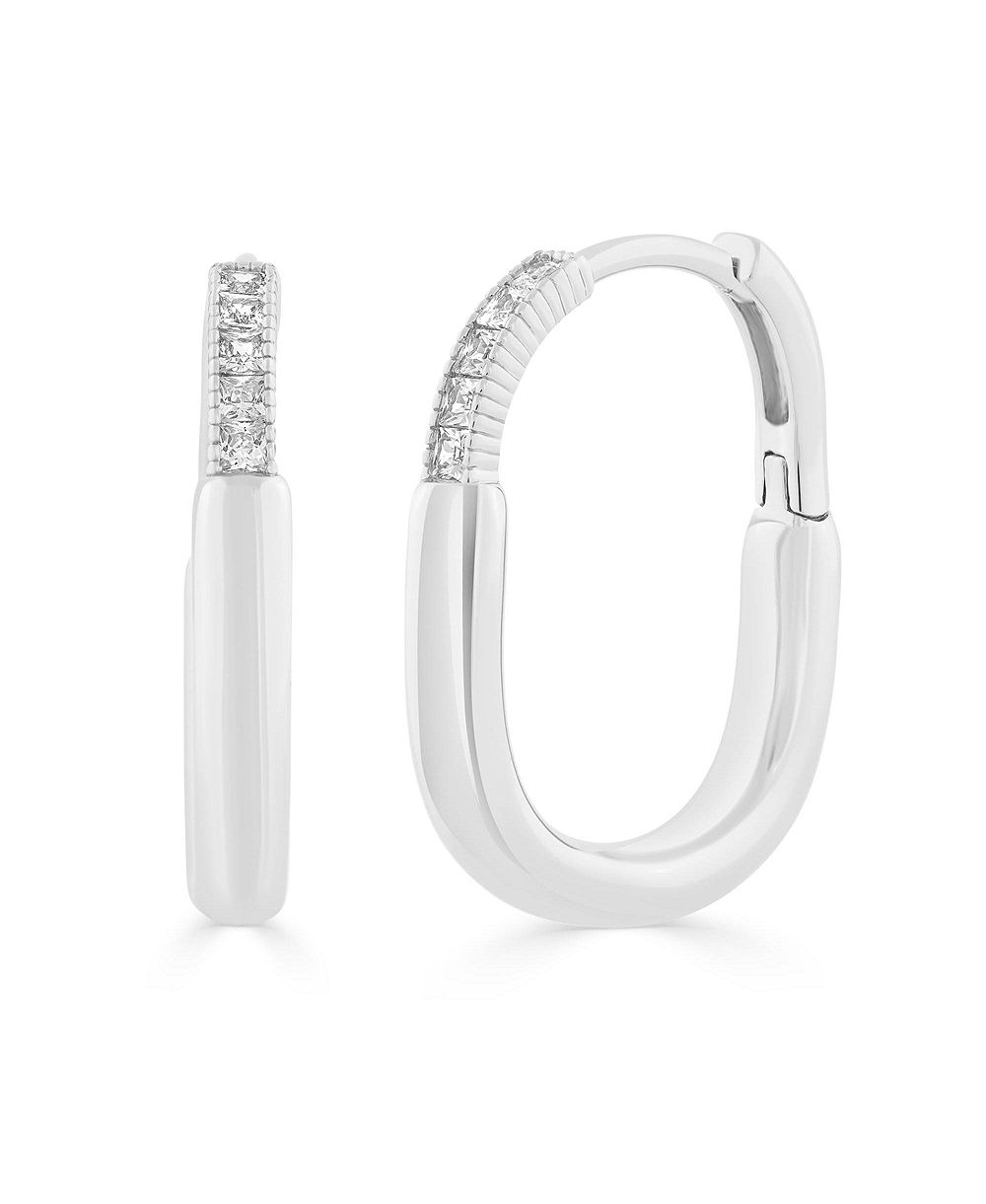 Simona Polished and CZ Hoop Earrings