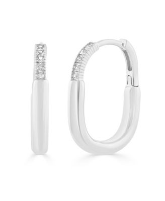Simona Polished and CZ Hoop Earrings