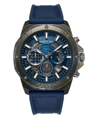 Kenneth Cole New York Men's Chronograph Quartz Hollis Blue Silicone-Nylon Watch 45mm