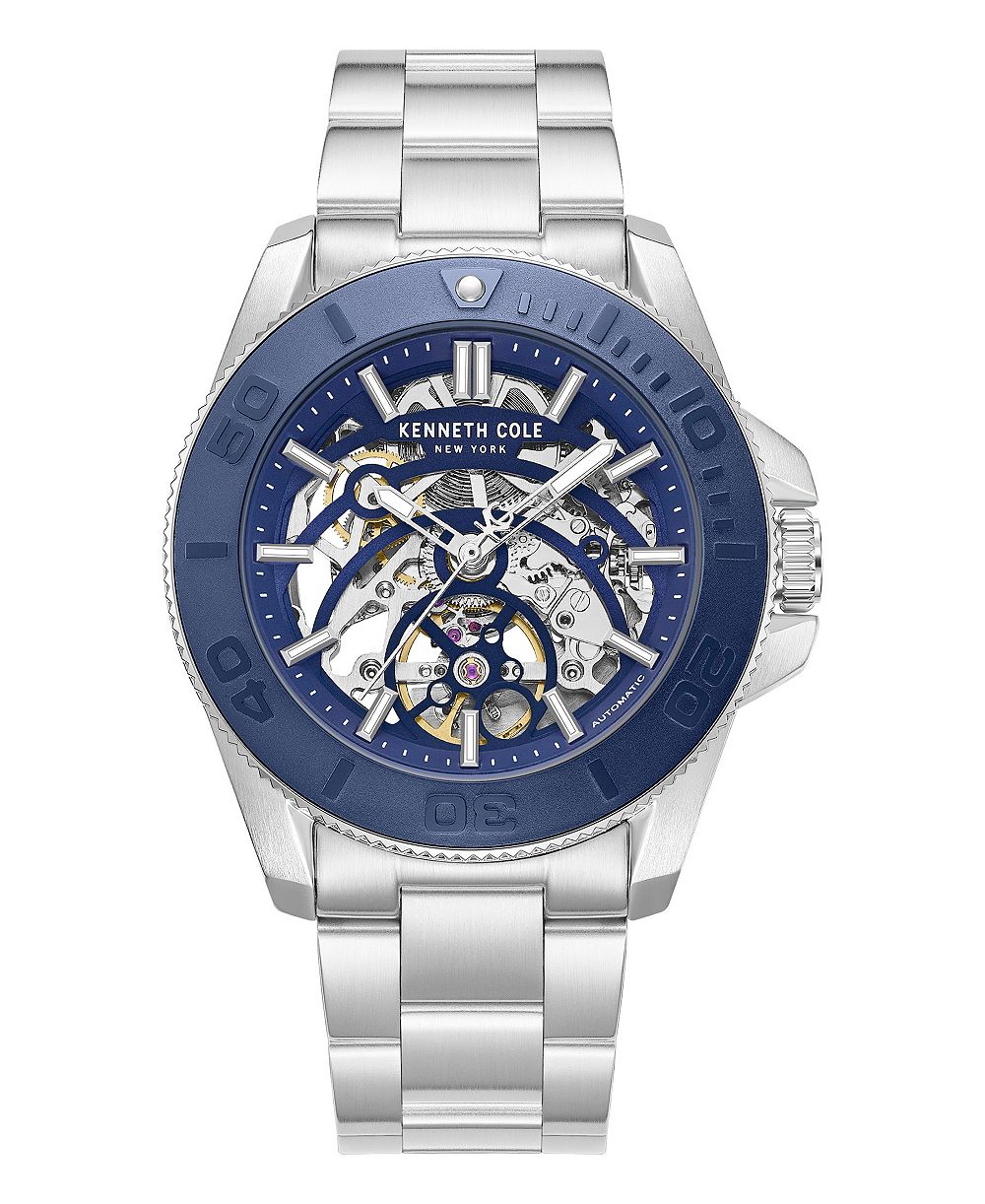 Kenneth Cole New York Men's Automatic Liberty Silver-Tone Stainless Steel Watch 43mm