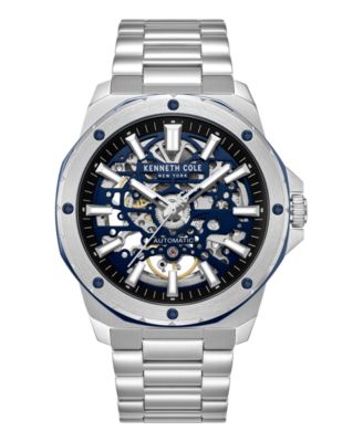 Kenneth Cole New York мужские автоматические часы с серебристым циферблатом Skeleton Hollis на браслете из нержавеющей стали, 45 мм