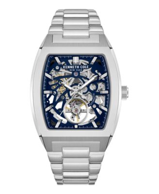 Kenneth Cole New York Men's Automatic Skeleton Milford Silver-Tone Stainless Steel Watch 40x52.5mm