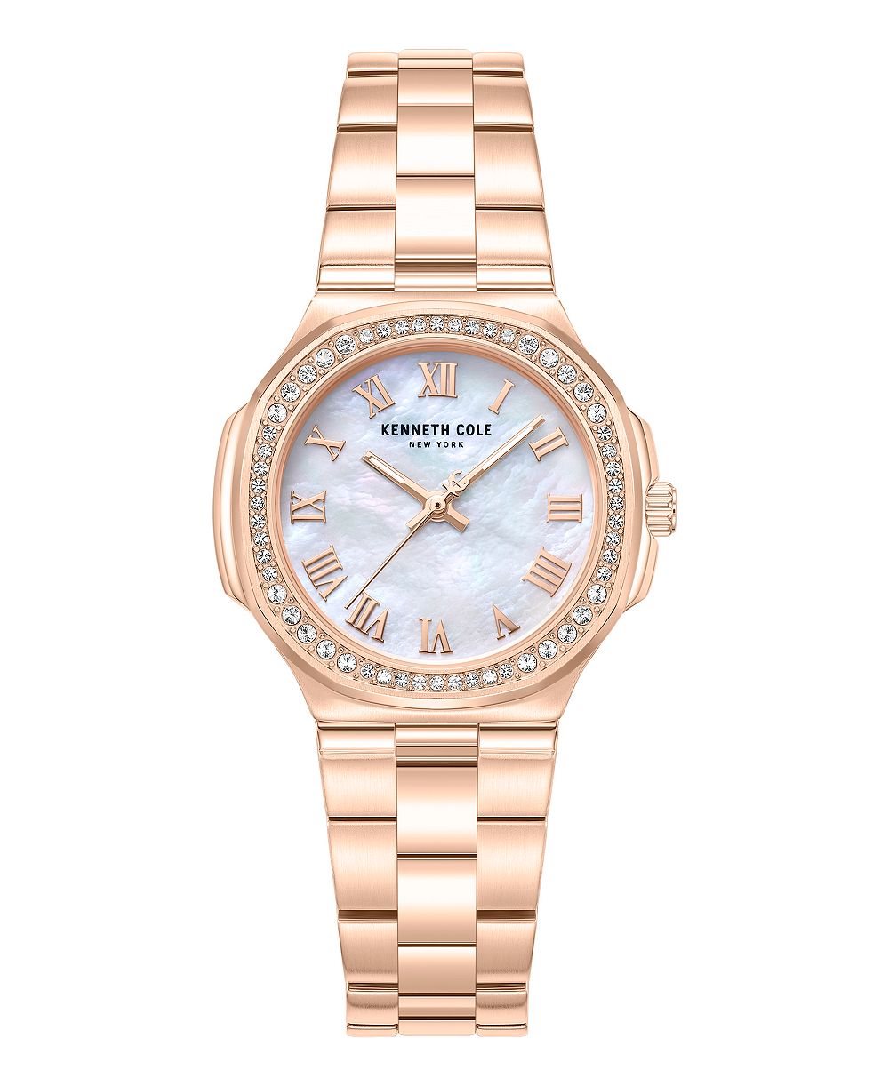 Женские кварцевые часы Kenneth Cole New York Rockland, розовое золото, нержавеющая сталь, 33 мм