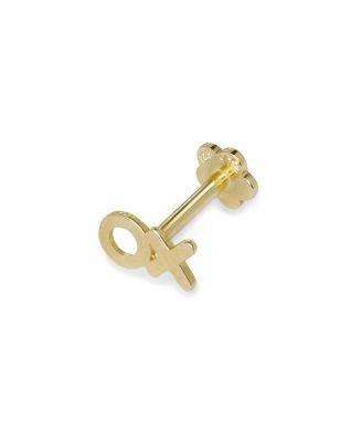 Curata Jewelry Solid 14k Yellow Gold 18G 6mm XO Symbol Labret Cartilage Stud