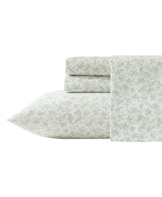 Laura Ashley Floral Toile Cotton Flannel 4-Piece Sheet Set, King