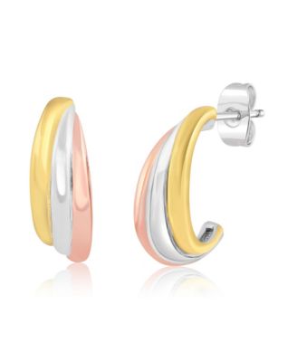 Simona Polished Triple Row Three-Tone Hoop Earrings