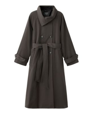 MANGO Women's Long Belted Funnel-Neck Trench Coat