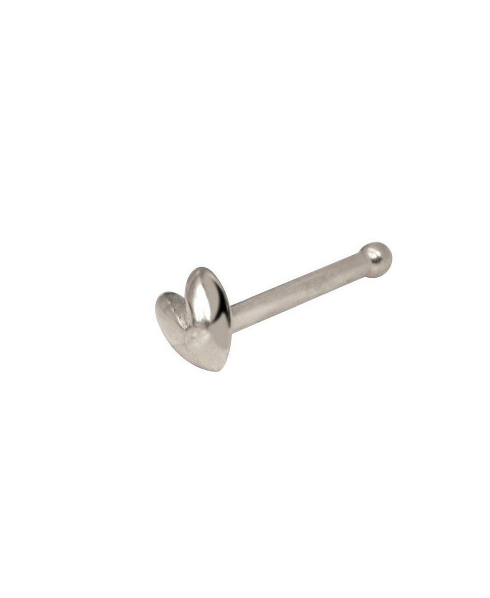Curata Jewelry серьга-гвоздик в нос из массивного золота 14k, 20g, 3mm, полированная, форма сердца