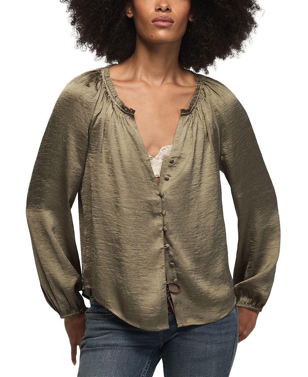 Lucky Brand Women's Long-Sleeve Raglan Peasant Top